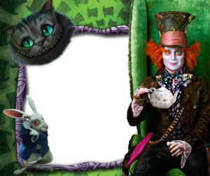 Alice no Pais das Maravilhas Chapeleiro Louco Moldura PNG