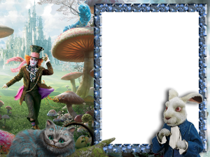 Alice no Pais das Maravilhas Coelho Moldura PNG