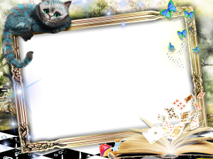 Alice no Pais das Maravilhas Gato Moldura PNG