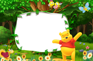 Ursinho Pooh Moldura PNG para Colagem de Fotos
