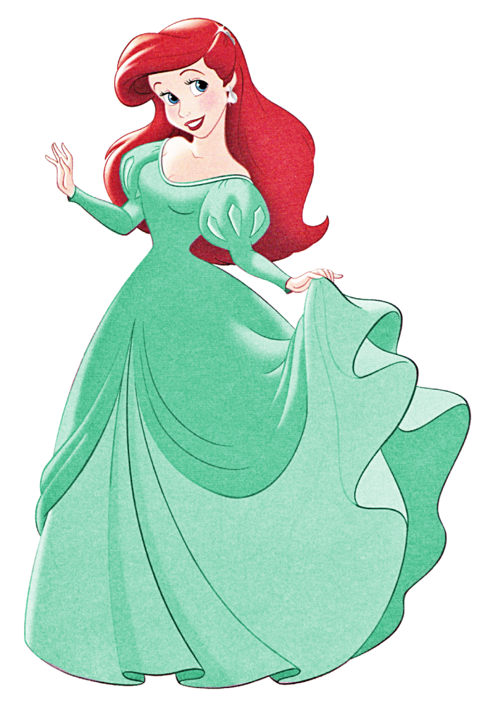 Desenho Vestido Verde Ariel PNG - Digital Grátis