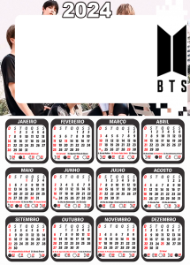 Calendário BTS 2024 Moldura PNG - Digital Grátis