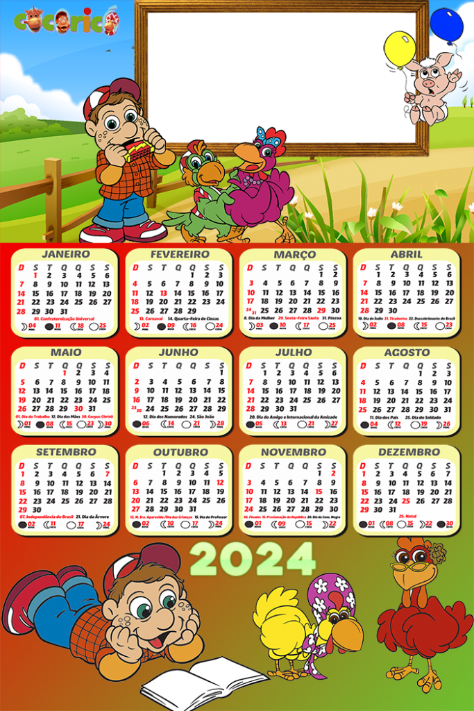 Calendário Gatinha Marie 2024 Moldura PNG - Digital Grátis