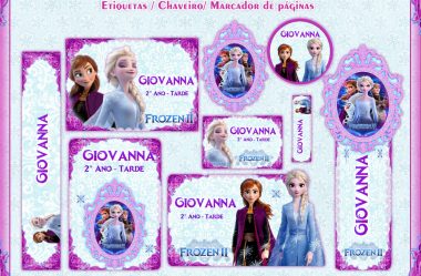 Frozen II – Volta às Aulas: Etiquetas, Capa de Caderno e Agenda