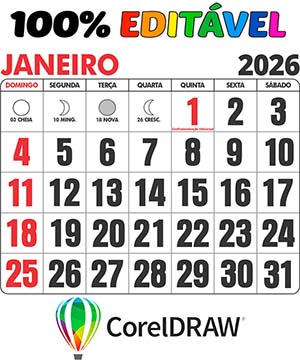 Calendário 2026 Corel