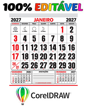Calendário 2027 Corel